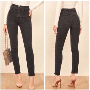 Reformation Kayo High and Skinny Jeans Belted Erie Wash Size 24